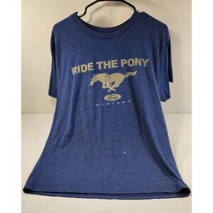 Ford Mustang Men's T Shirt Size Large‎ Ride The Pony  Blue